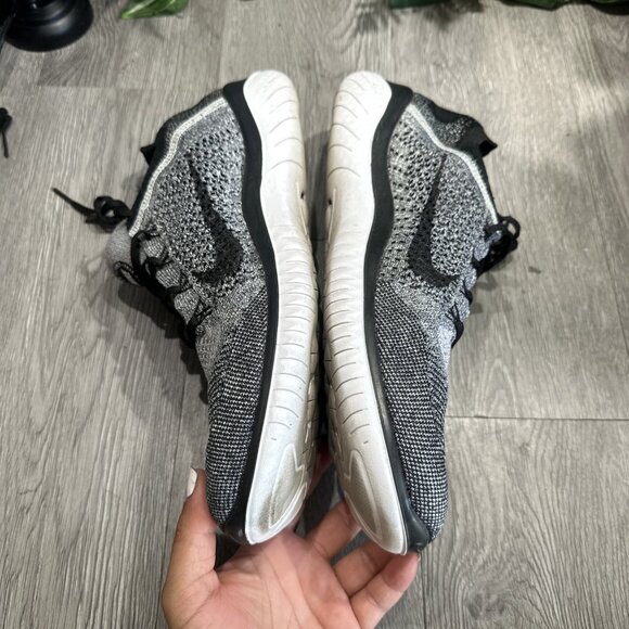 Nike Free RN Flyknit 2018 Men's Size 14 Running Shoes Black White Oreo - Picture 10 of 10